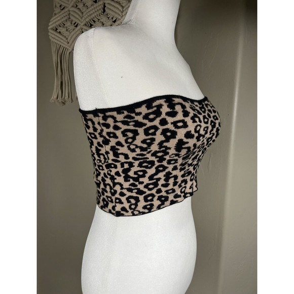 KENDALL & KYLIE Women's Leopard Knit Tube Top Size Small - Picture 3 of 8